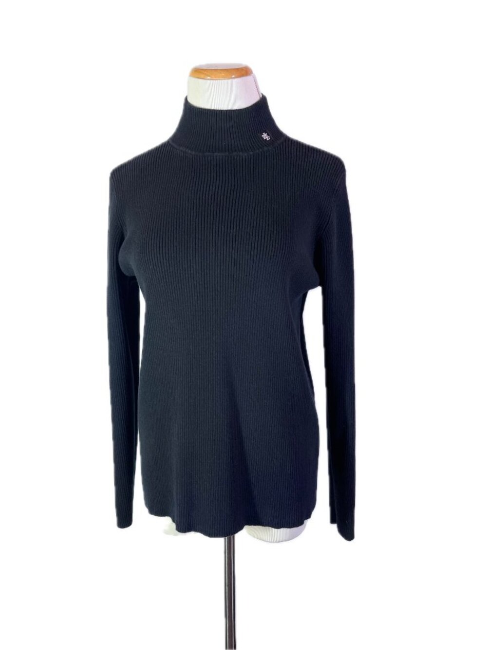LAUREN Ralph Lauren Size XL Black Mockneck Ribbed Sweater Cotton